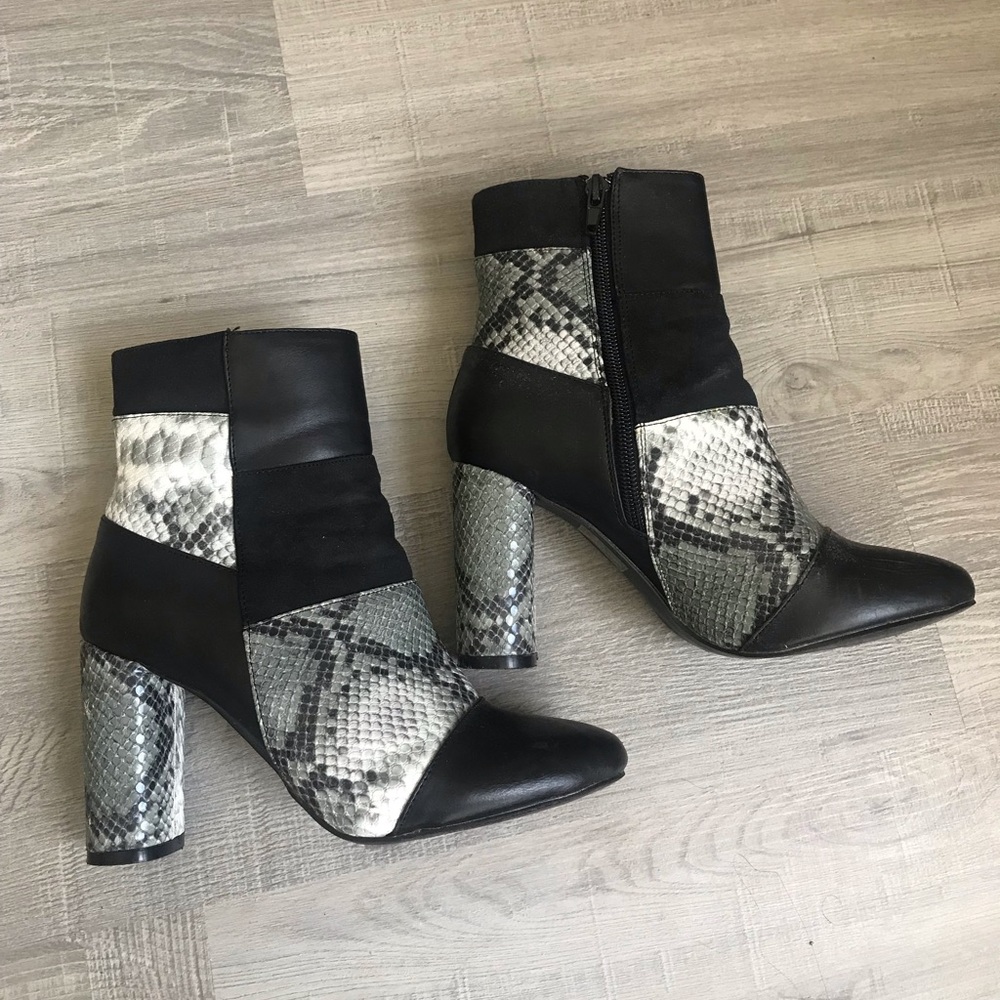 Snake leather booties